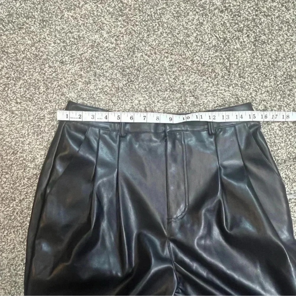 7 For All Mankind Faux Leather Pants Black Wide Leg Trousers pockets siz medium - Picture 10 of 10